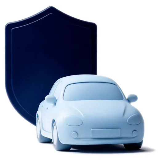 A car in front of a shield