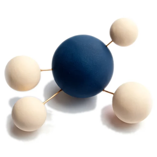 A large sphere linked to four smaller ones