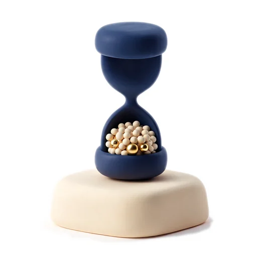 An hourglass with its lower half filling up