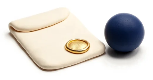 A sealed envelope beside a sphere