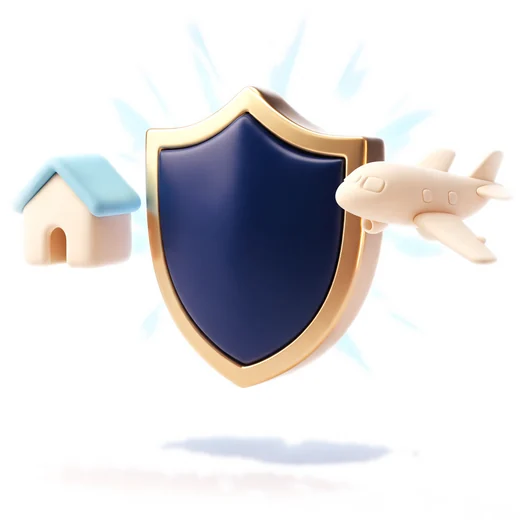 A shield between a small house and an aeroplane